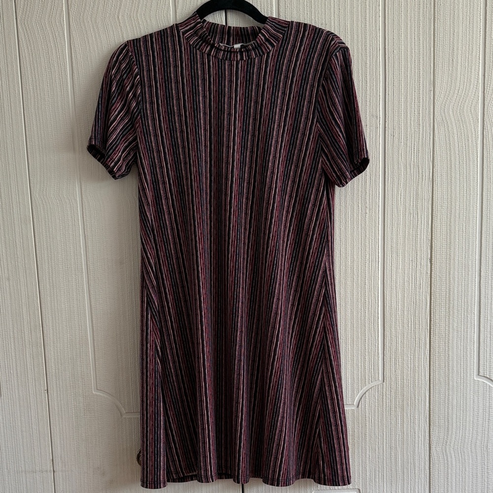 BCBGeneration Black and Pink Striped Mockneck  Dress size M